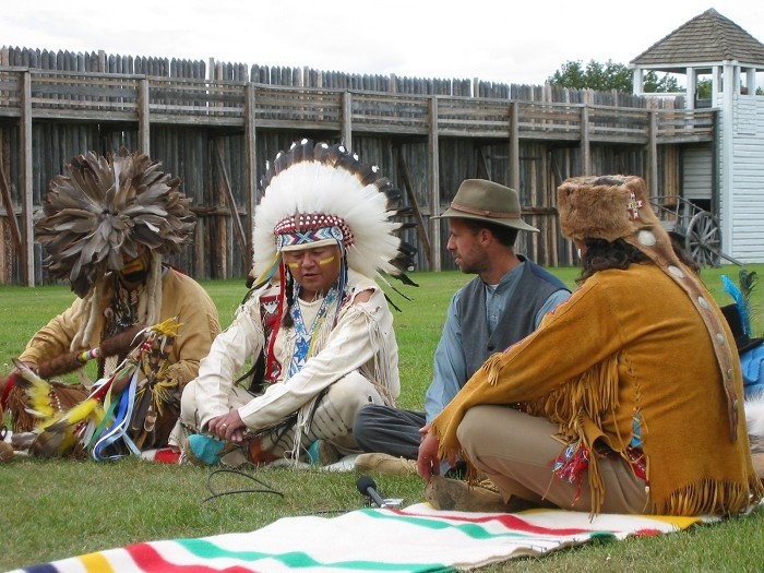 Trails of 1885 - Re-enactment of trading at Fort Carlton Provincial Park (SK).
