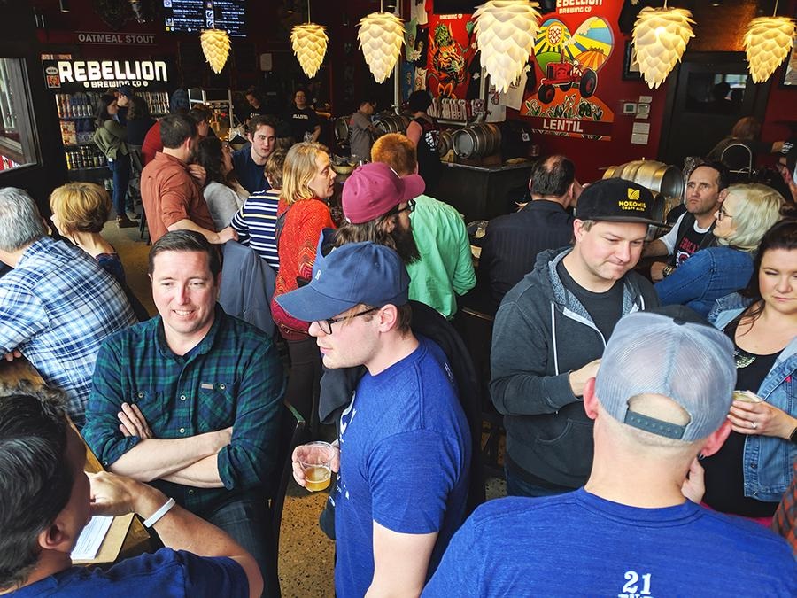 Rebellion Brewing Co. - crowded taproom