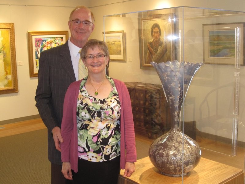 Crystalline Porcelain vase, entitled Celebration of Life, by internationally acclaimed Saskatchewan artists Rod & Denyse Simair.